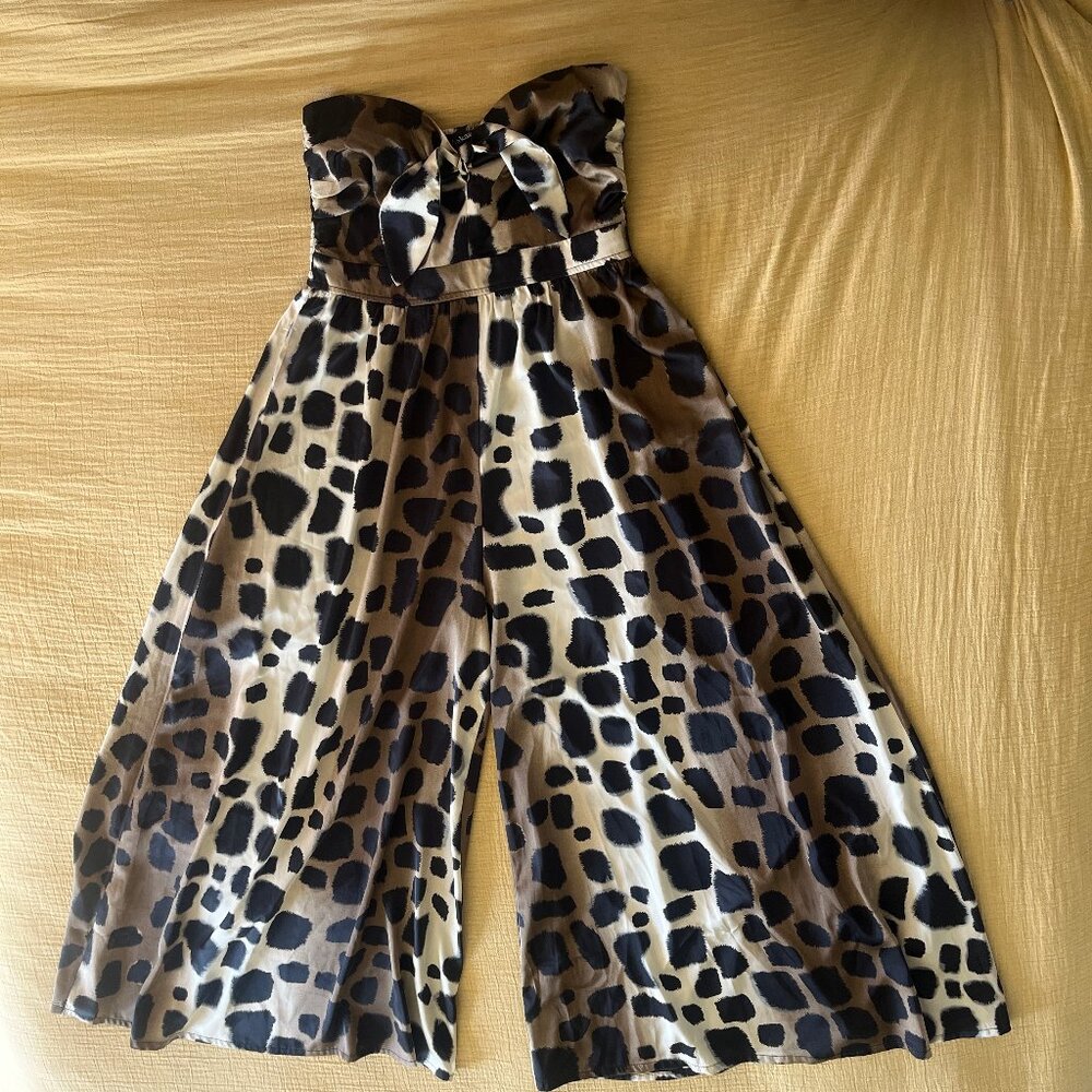 Leopard Print Strapless Jumpsuit